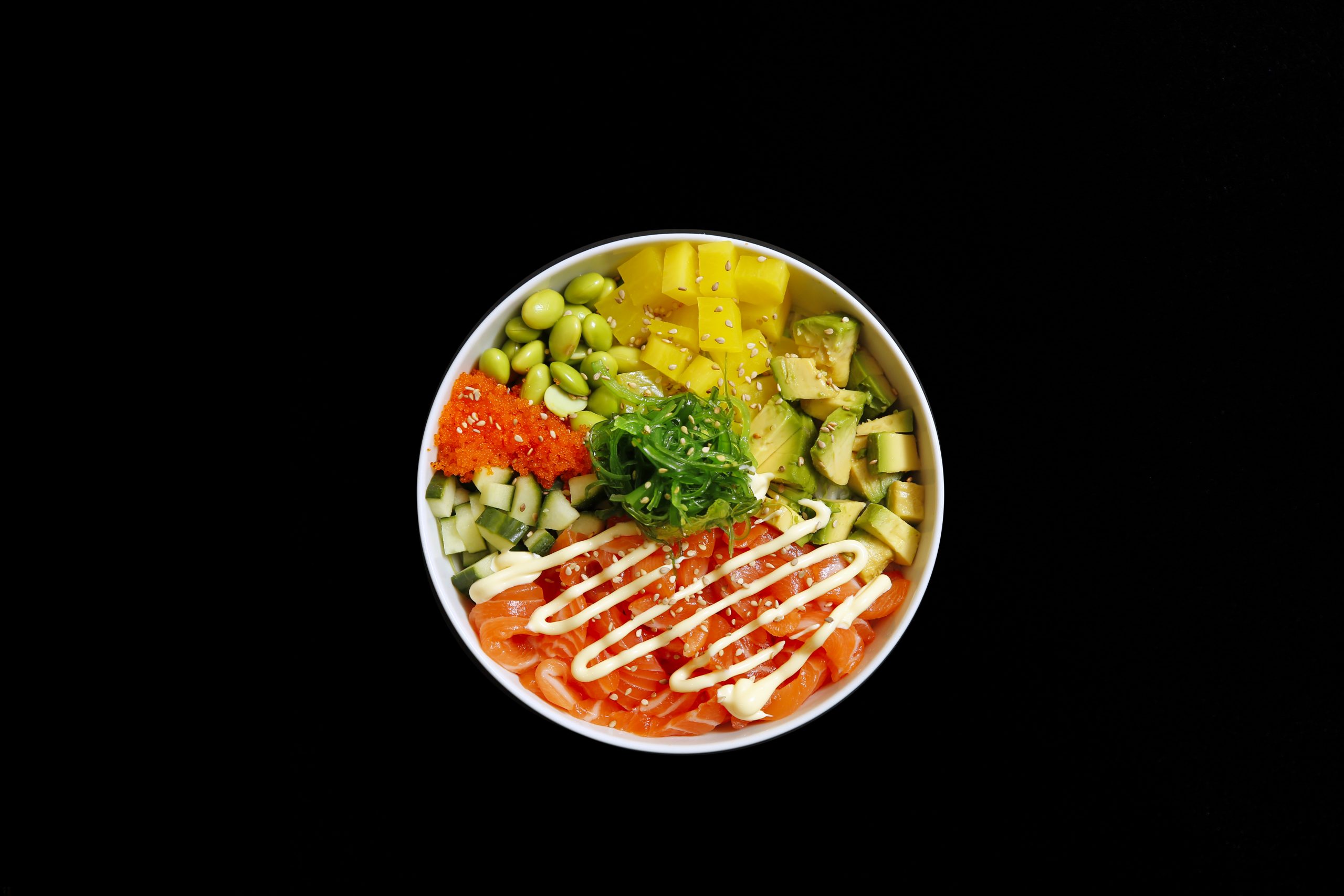 Salmon sashimi poke bowl